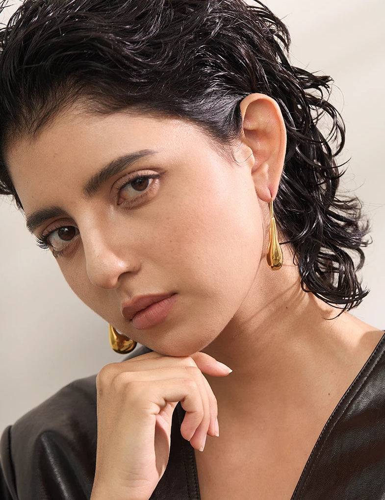 Refined Elegant Statement Hoop Earrings - Ecru