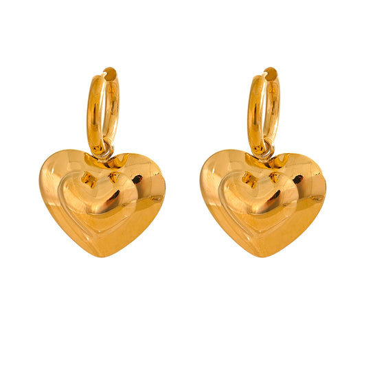 Refined Heart Hoop Drop Earrings - Ecru