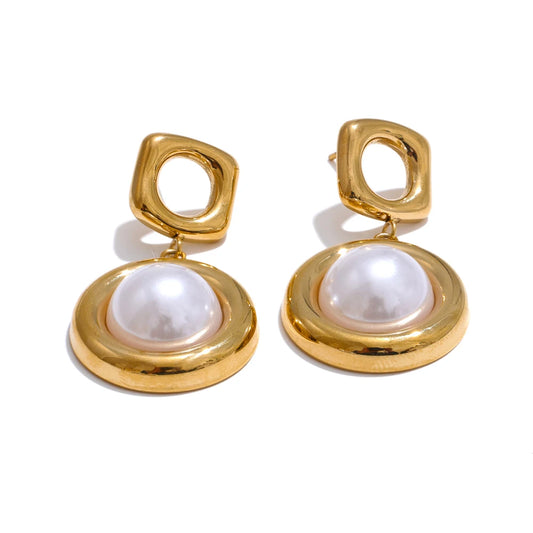 Refined Pearl Drop Dangle Earrings - Ecru