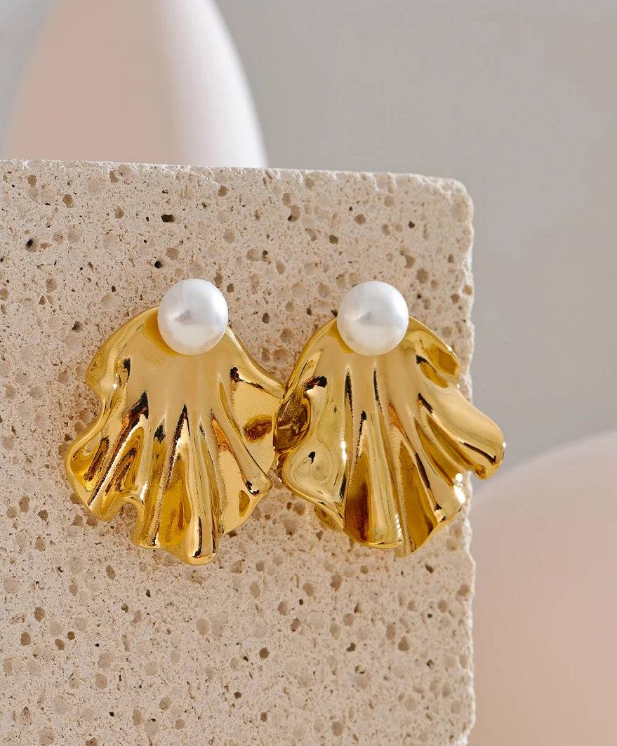 Refined Pearl Statement Stud Earrings - Ecru