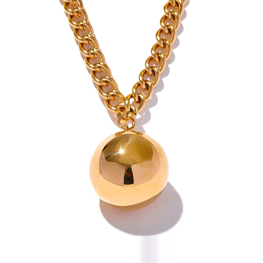 Round Bead Ball Smooth Necklace - Ecru