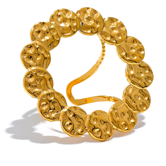 Round Hollow Big Open Ring - Ecru