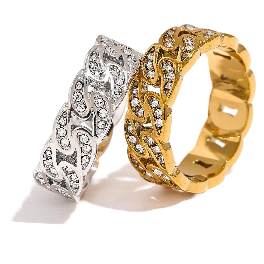 Round Hollow Chain Exquisite Ring - Ecru
