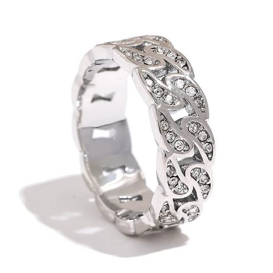 Round Hollow Chain Exquisite Ring - Ecru