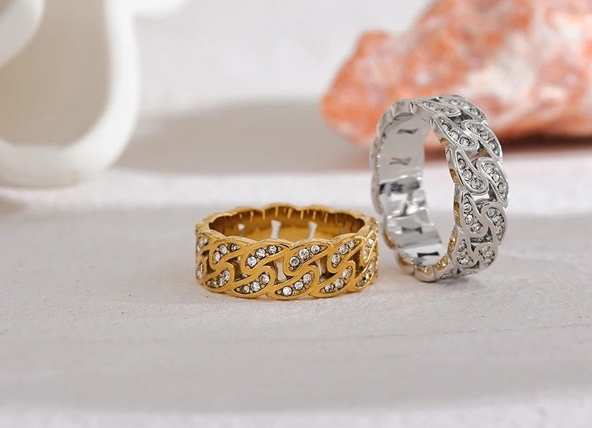 Round Hollow Chain Exquisite Ring - Ecru