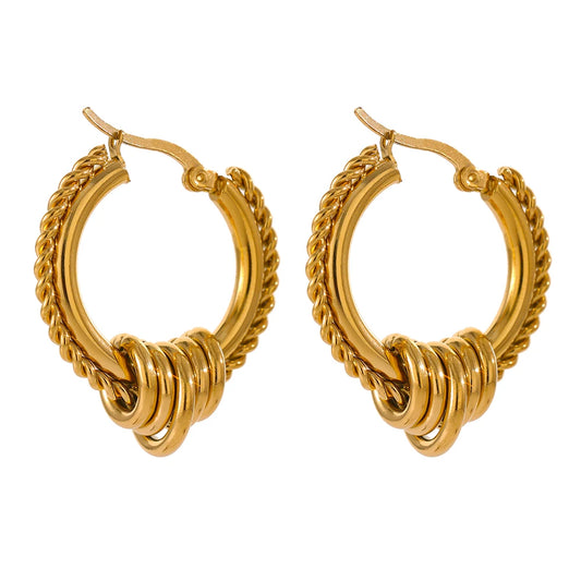 Round Twisted Stylish Huggie Earrings - Ecru