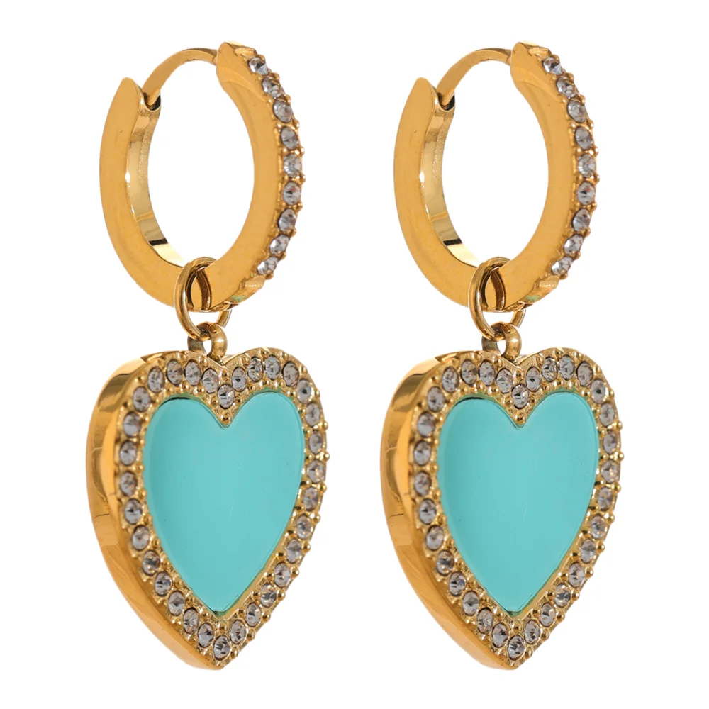 Shell Acrylic Heart Drop Earrings - Ecru