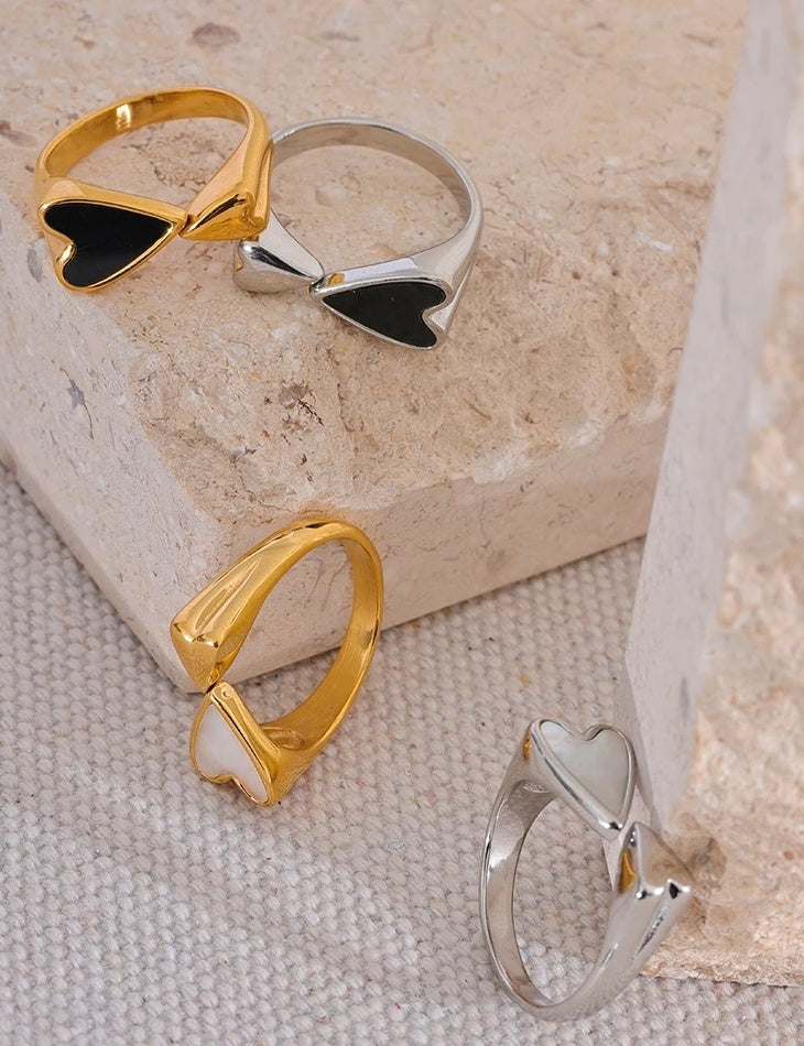 Shell Acrylic Heart Stylish Ring - Ecru