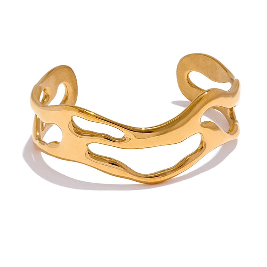 Shiny Chic Statement Cuff Bracelet - Ecru