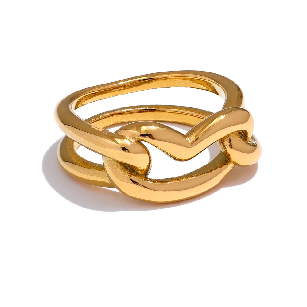 Shiny Heart Chunky Statement Ring - Ecru
