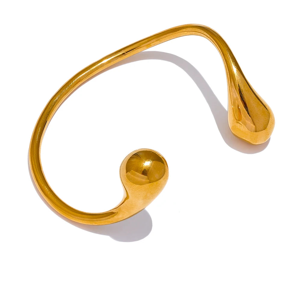 Shiny Minimalist Versatile Cuff Bracelet - Ecru