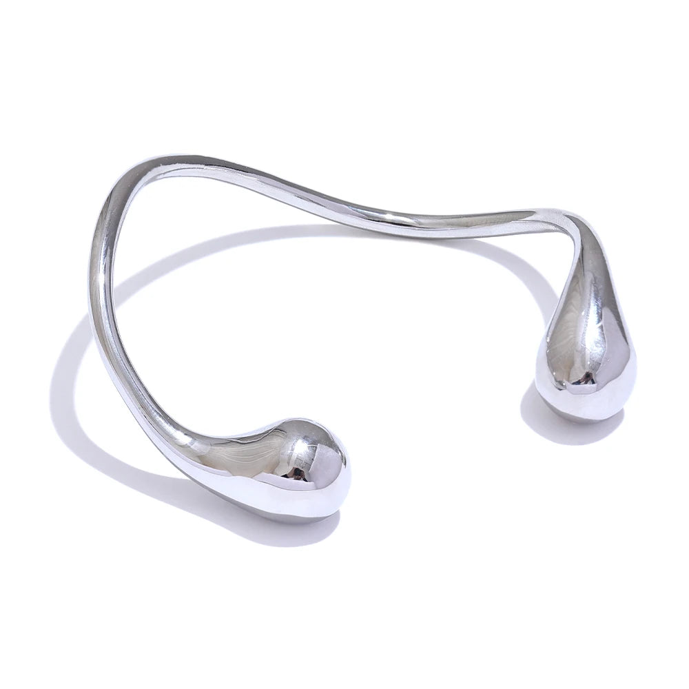 Shiny Minimalist Versatile Cuff Bracelet - Ecru