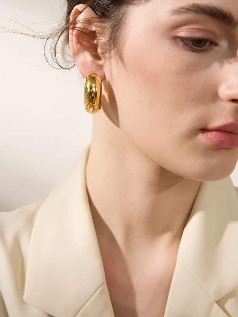Smooth Geometric Chunky Unusual Earrings