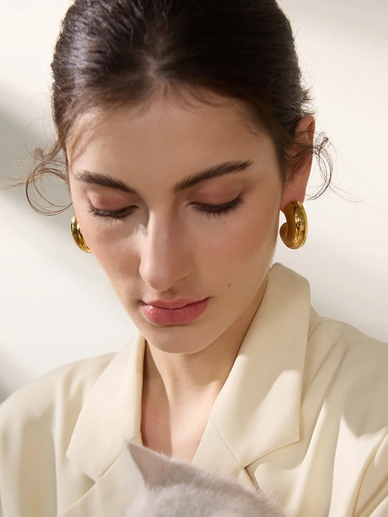 Smooth Geometric Chunky Unusual Earrings