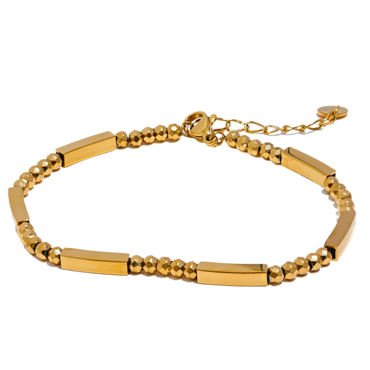 Square Beads Chain Handmade Bracelet - Ecru