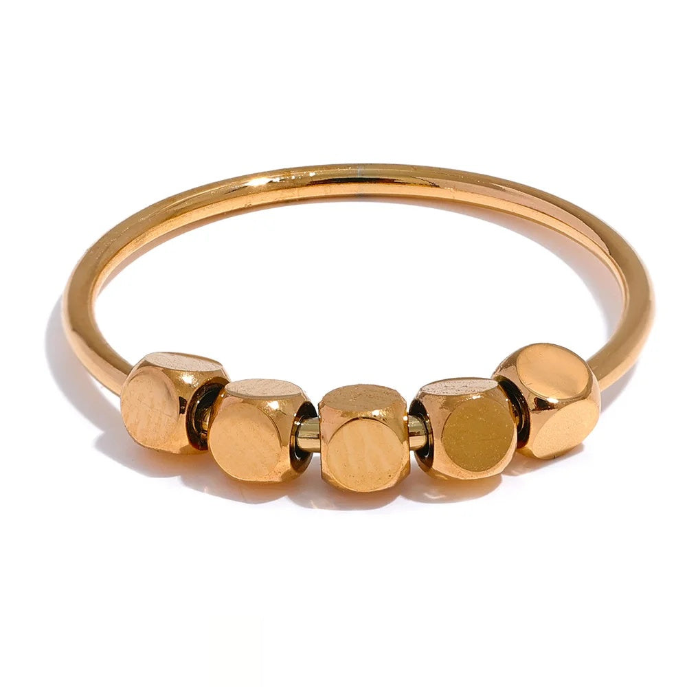 Square Beads Fashion Thin Ring - Ecru