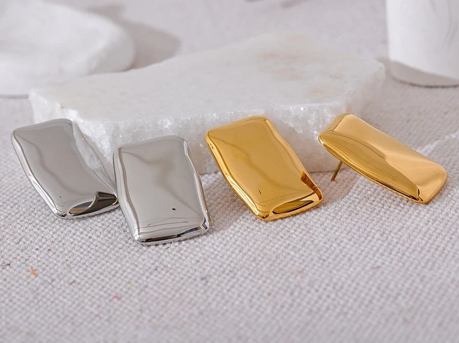 Square Glossy Smooth Stud Earrings