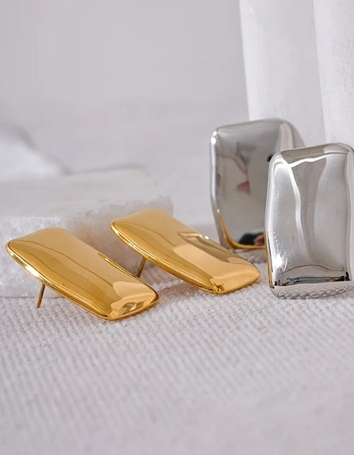 Square Glossy Smooth Stud Earrings