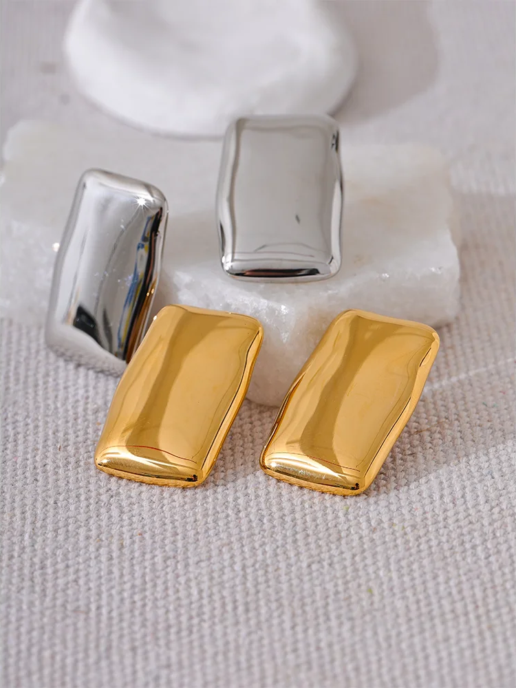 Square Glossy Smooth Stud Earrings