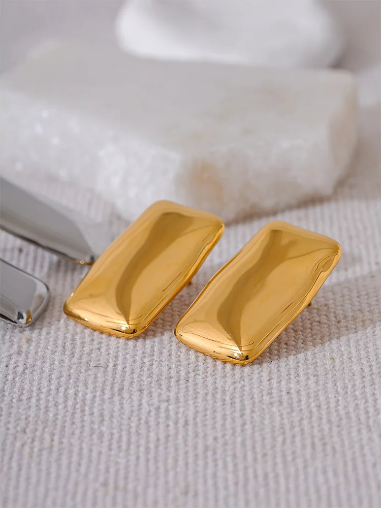 Square Glossy Smooth Stud Earrings