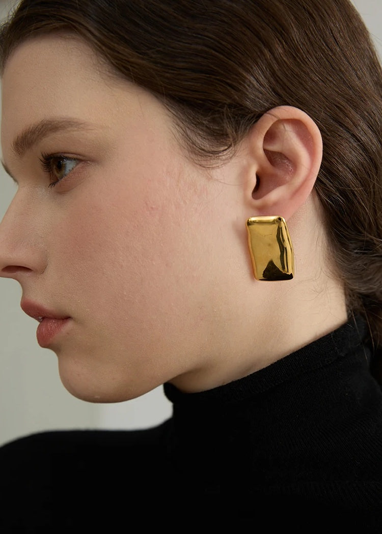 Square Glossy Smooth Stud Earrings