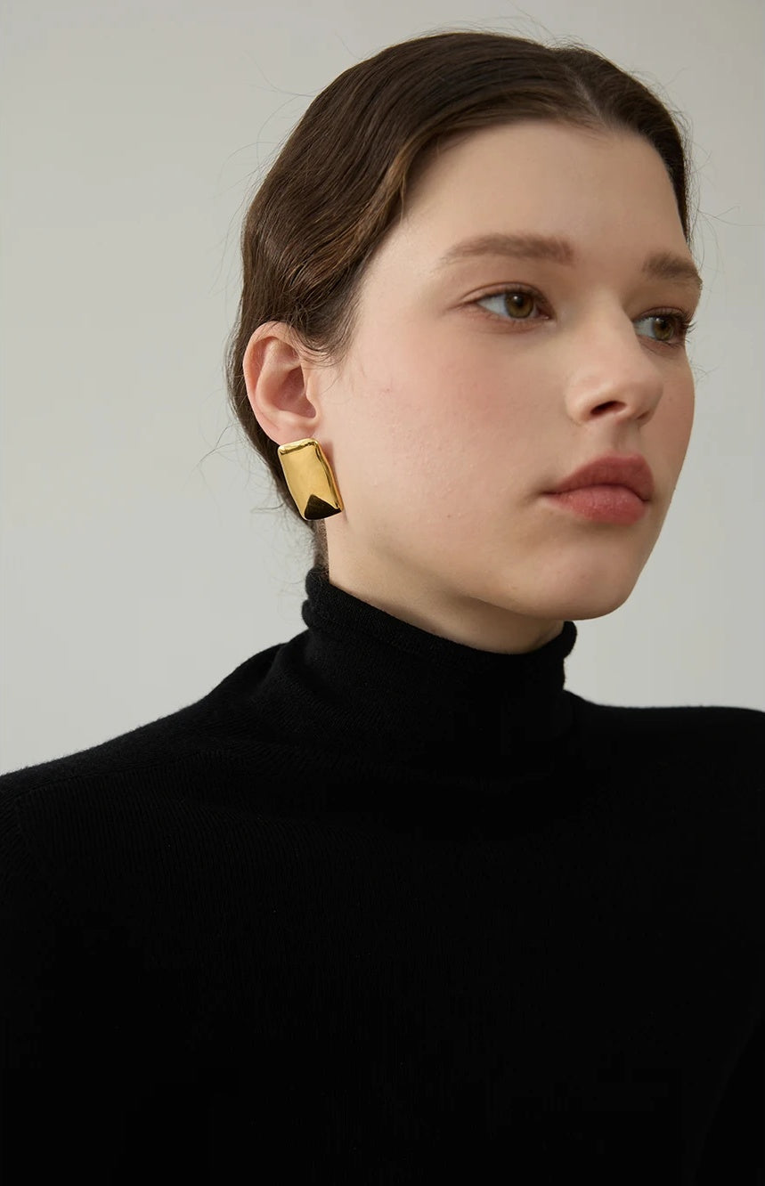 Square Glossy Smooth Stud Earrings