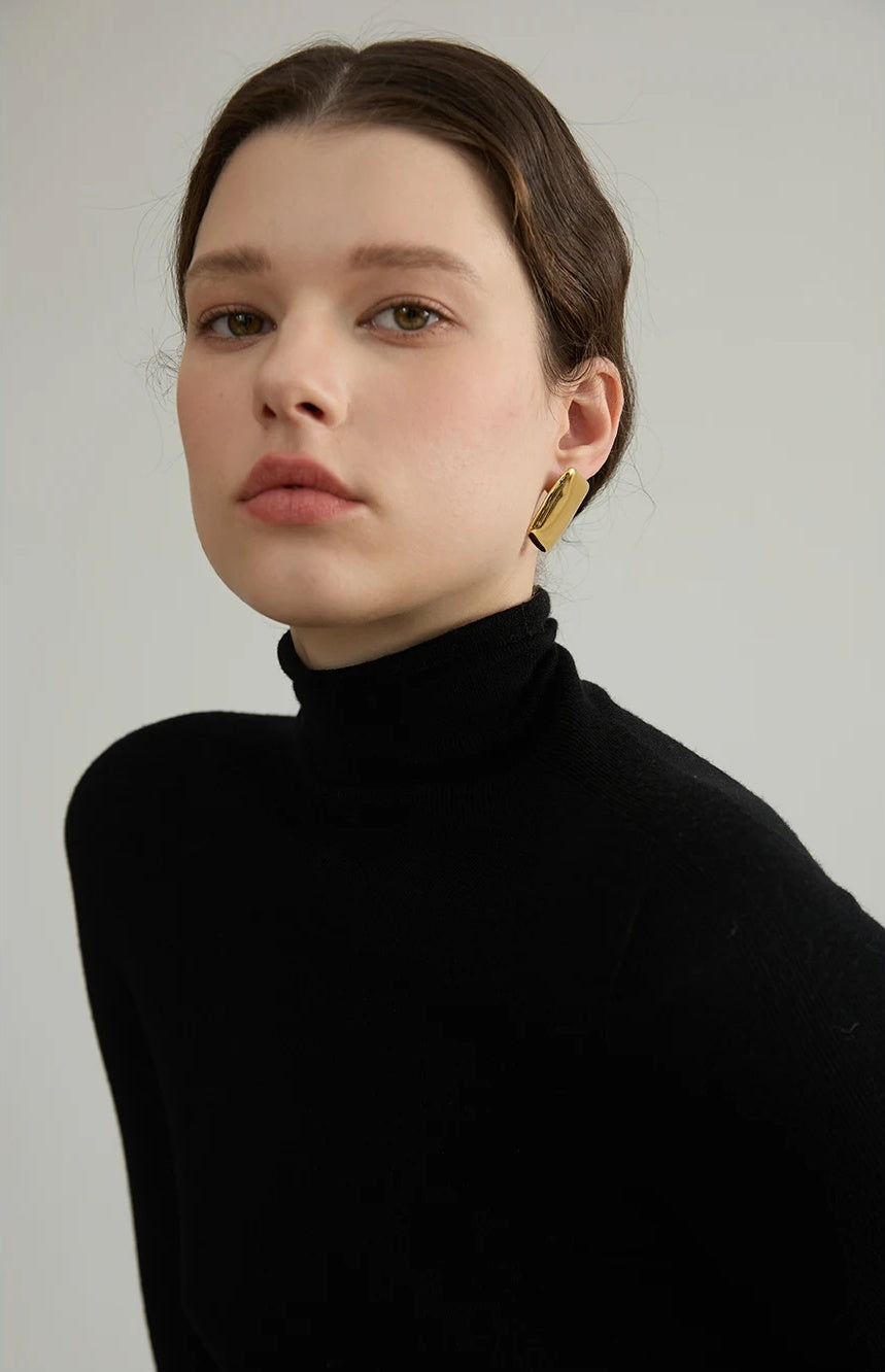 Square Glossy Smooth Stud Earrings