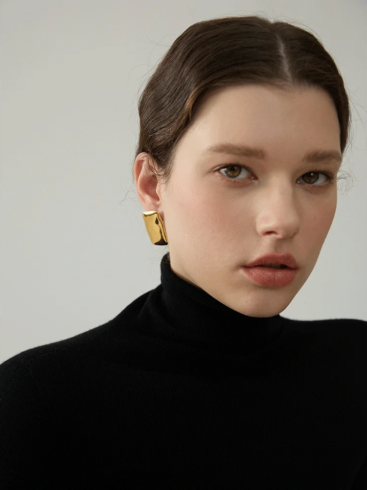 Square Glossy Smooth Stud Earrings