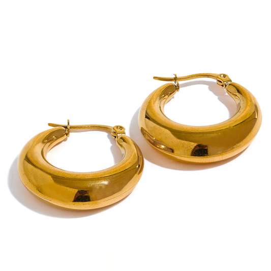 Statement Geometric Trendy Hoop Earrings - Ecru