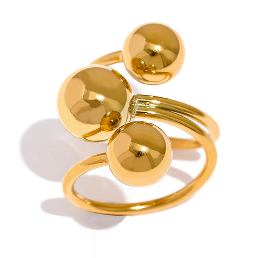 Stylish Unique Big Bead Ring - Ecru