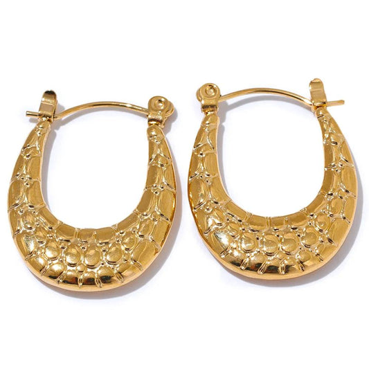 Textured Premium Refined Hoop Earrings - Ecru