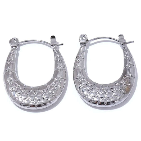 Textured Premium Refined Hoop Earrings - Ecru