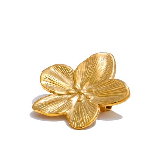 Textured Timeless Flower Brooch - Ecru