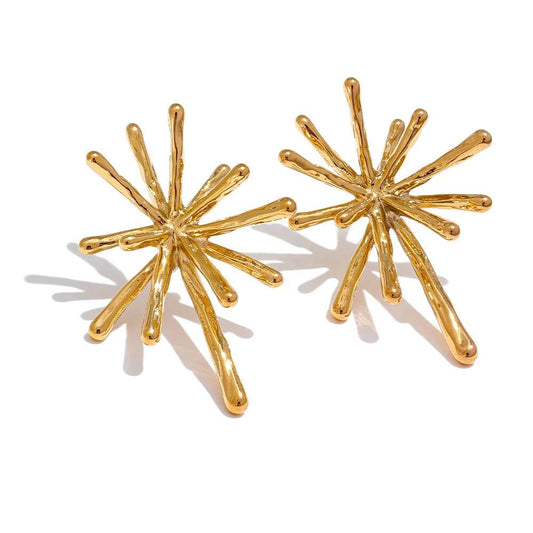 Textured Trendy Firework Stud Earrings - Ecru