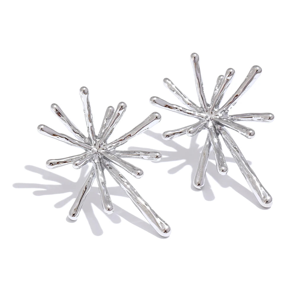 Textured Trendy Firework Stud Earrings - Ecru