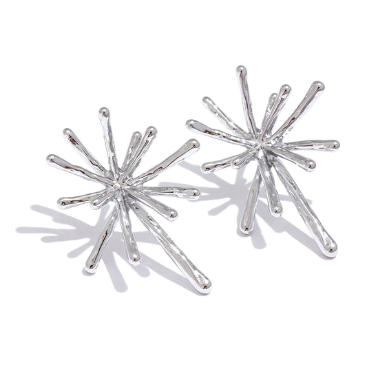 Textured Trendy Firework Stud Earrings - Ecru