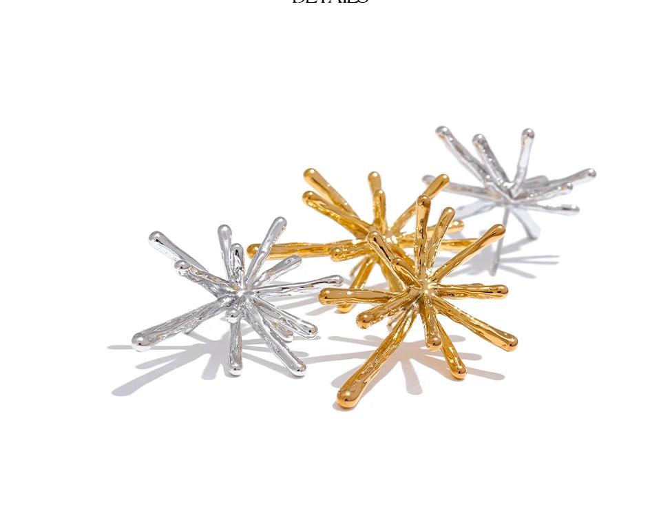 Textured Trendy Firework Stud Earrings - Ecru