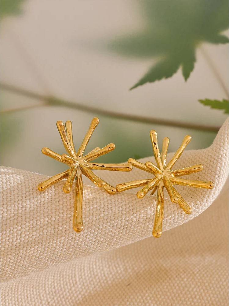 Textured Trendy Firework Stud Earrings - Ecru