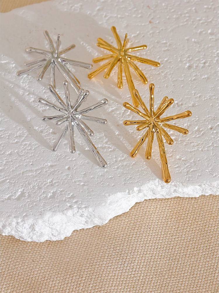 Textured Trendy Firework Stud Earrings - Ecru