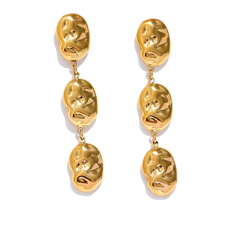 Textured Versatile Statement Drop Earrings - Ecru