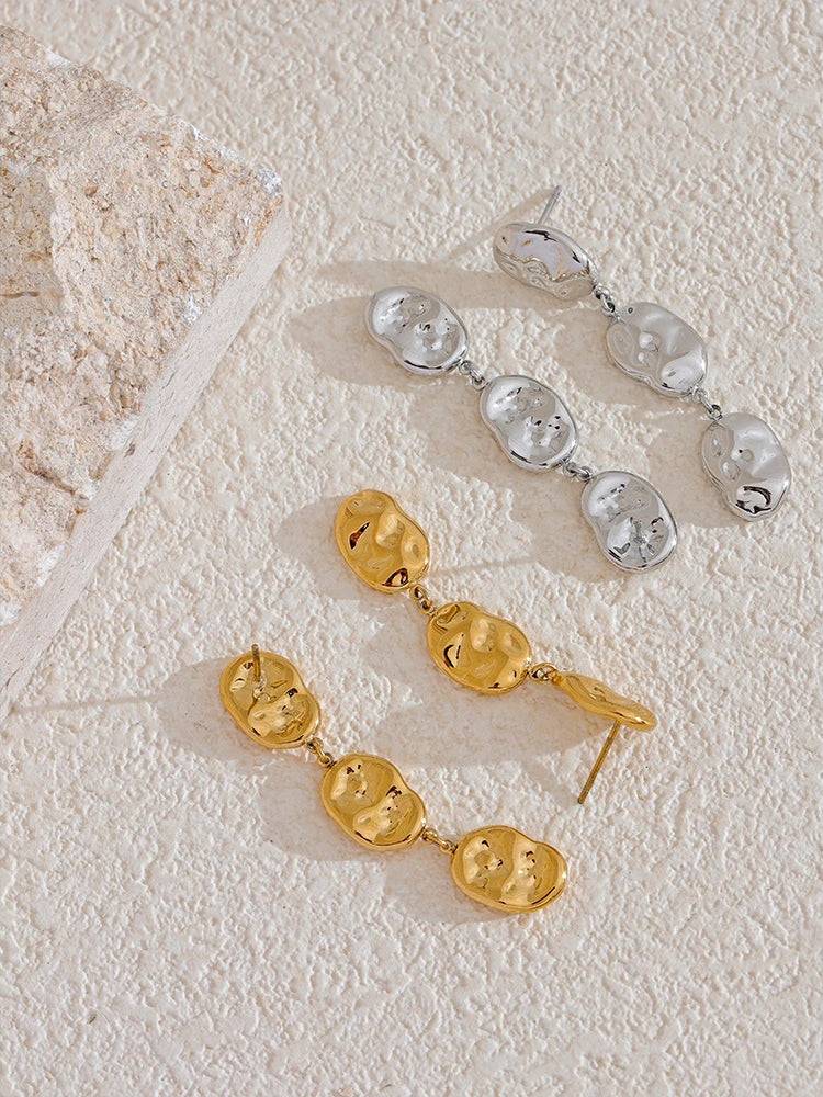 Textured Versatile Statement Drop Earrings - Ecru