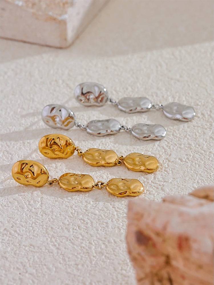 Textured Versatile Statement Drop Earrings - Ecru