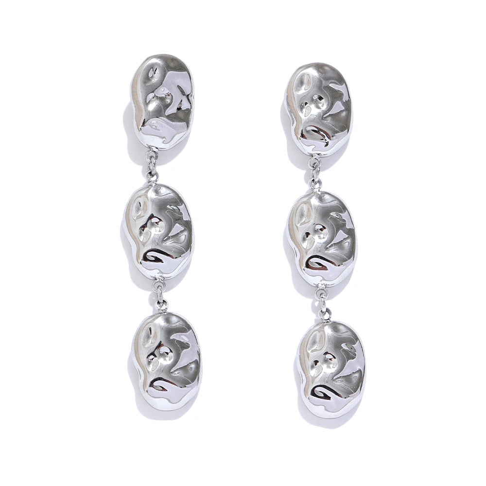 Textured Versatile Statement Drop Earrings - Ecru