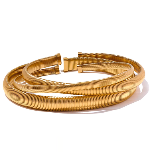 Thick Elastic Torques Choker Necklace - Ecru