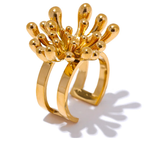 Timeless Flower Chunky Statement Ring - Ecru