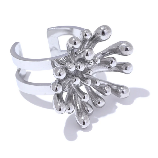 Timeless Flower Chunky Statement Ring - Ecru