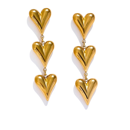 Timeless Heart Dangle Charm Earrings - Ecru