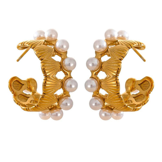 Timeless Pearl Refined Hoop Earrings - Ecru