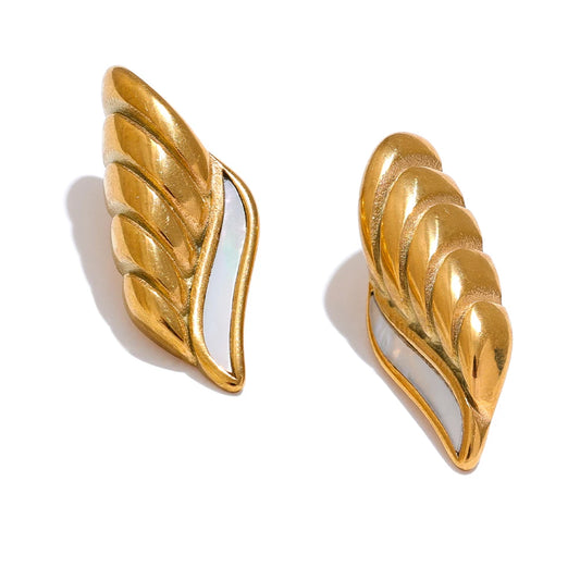 Timeless Shell Wing Stud Earrings - Ecru