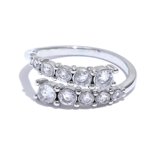 Timeless Zircon Adjustable Statement Ring - Ecru